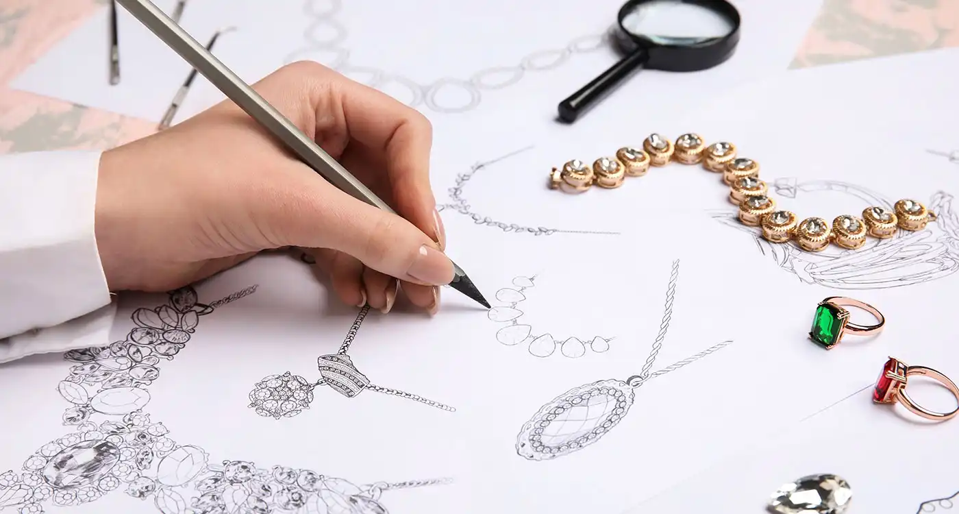 Comparison between jewelry CAD rendering and physical wax prototype