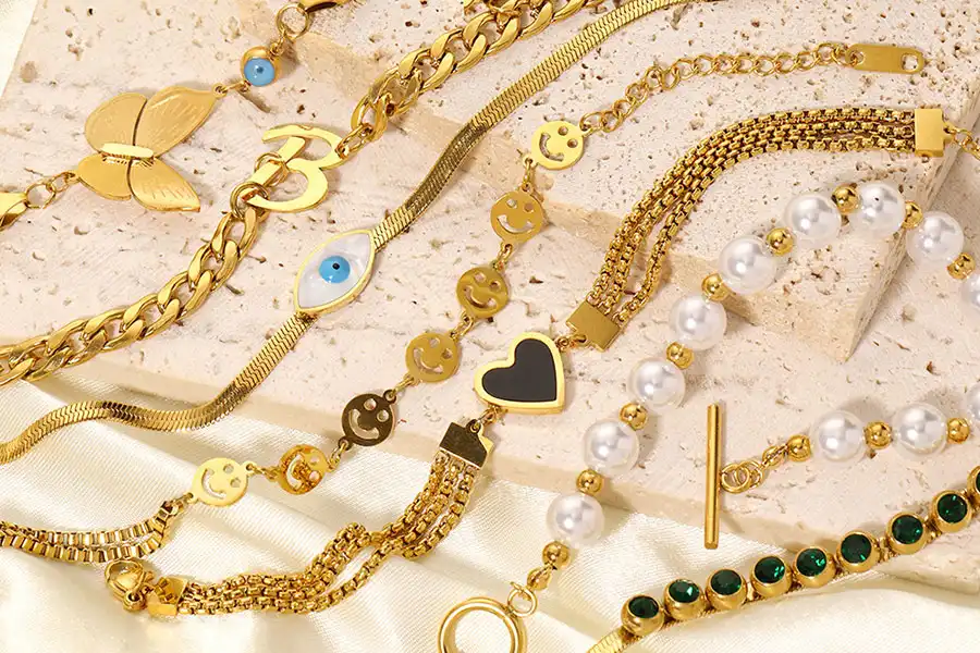 Various jewelry findings, clasps, jump rings, and components