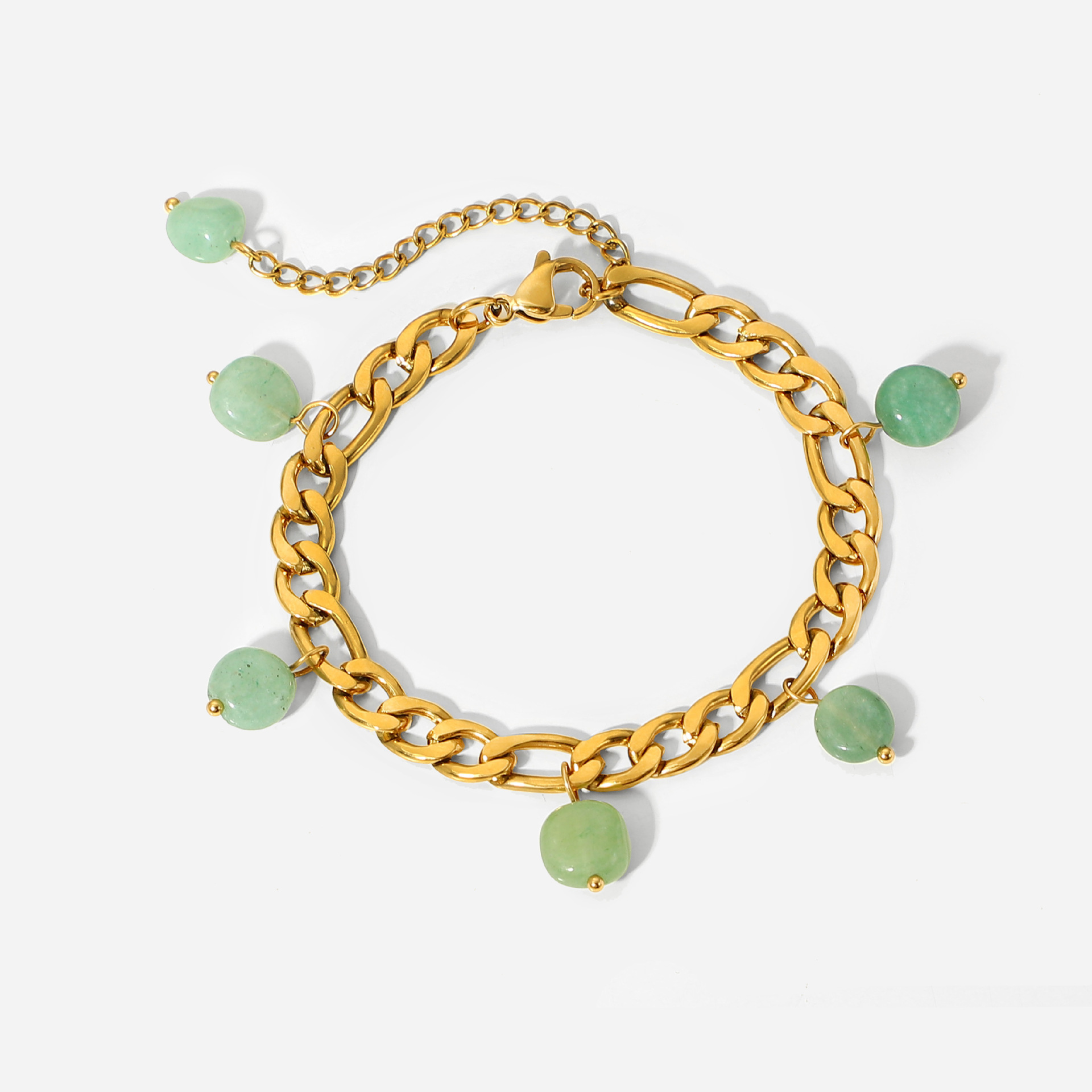 Natural Stone Bead Figaro Chain Bracelet