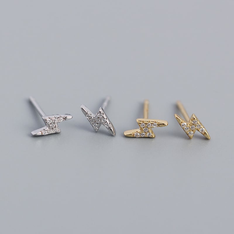 s925 boucles d'oreilles en argent sterling avec diamant en forme d'éclair petites boucles d'oreilles exquises empilables