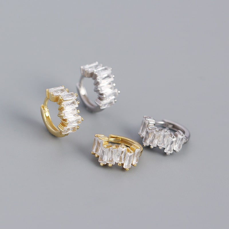 s925 plata zircon rectangular pendientes pendientes irregulares