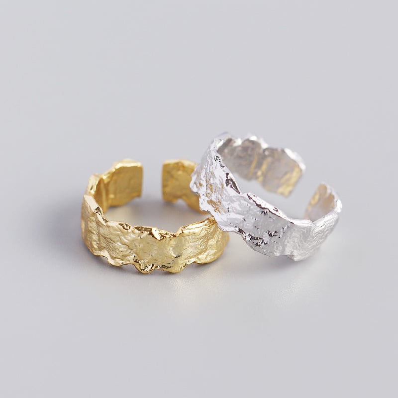 S925 Sterling Silver Ladies Ring Anillo con patrón irregular