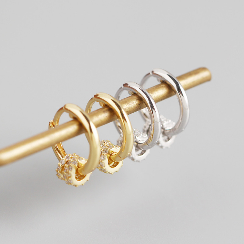 One Style Of Two-Way Wearing Diamond Earrings S925 Sterling Silver Transfer Bead Earrings