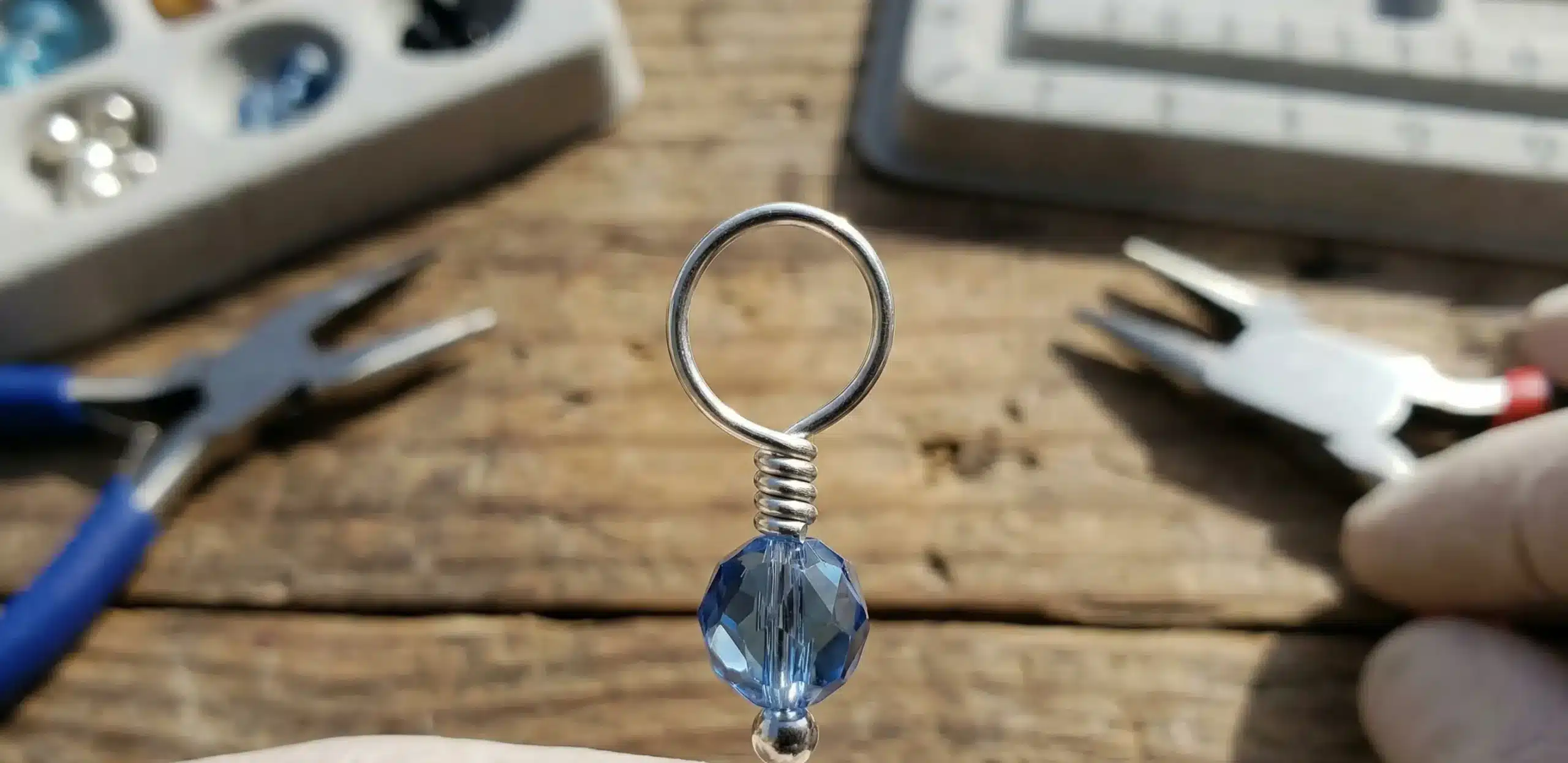 Detailed wire wrapping technique showing coiled metal