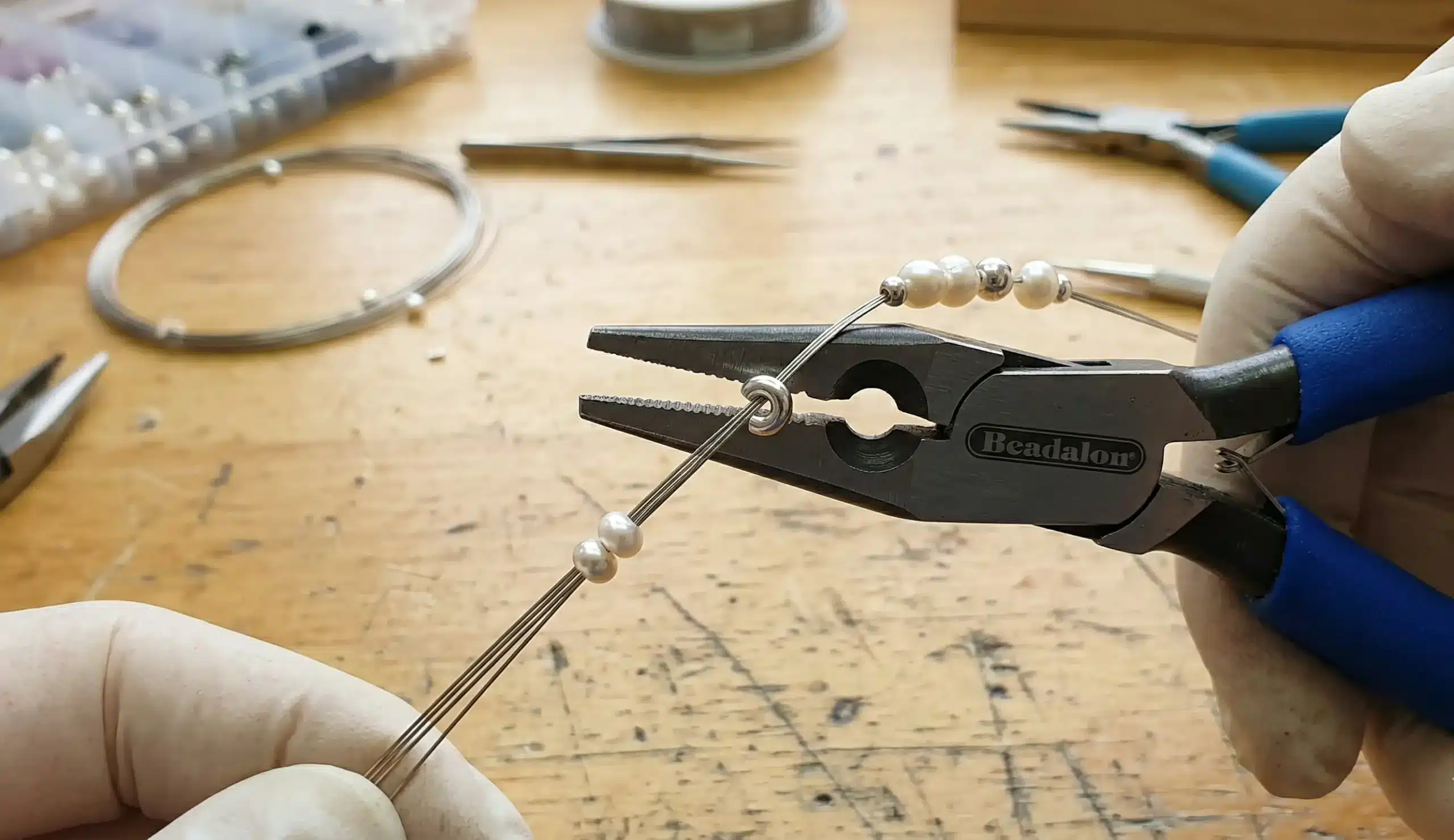 Jewelry components and tools ready for finishing