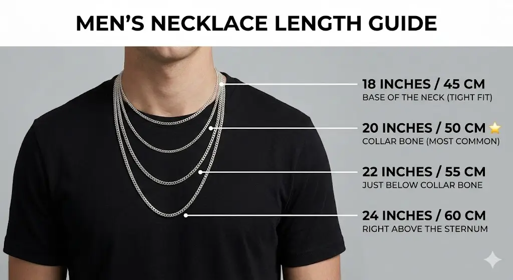 men’s necklace size chart