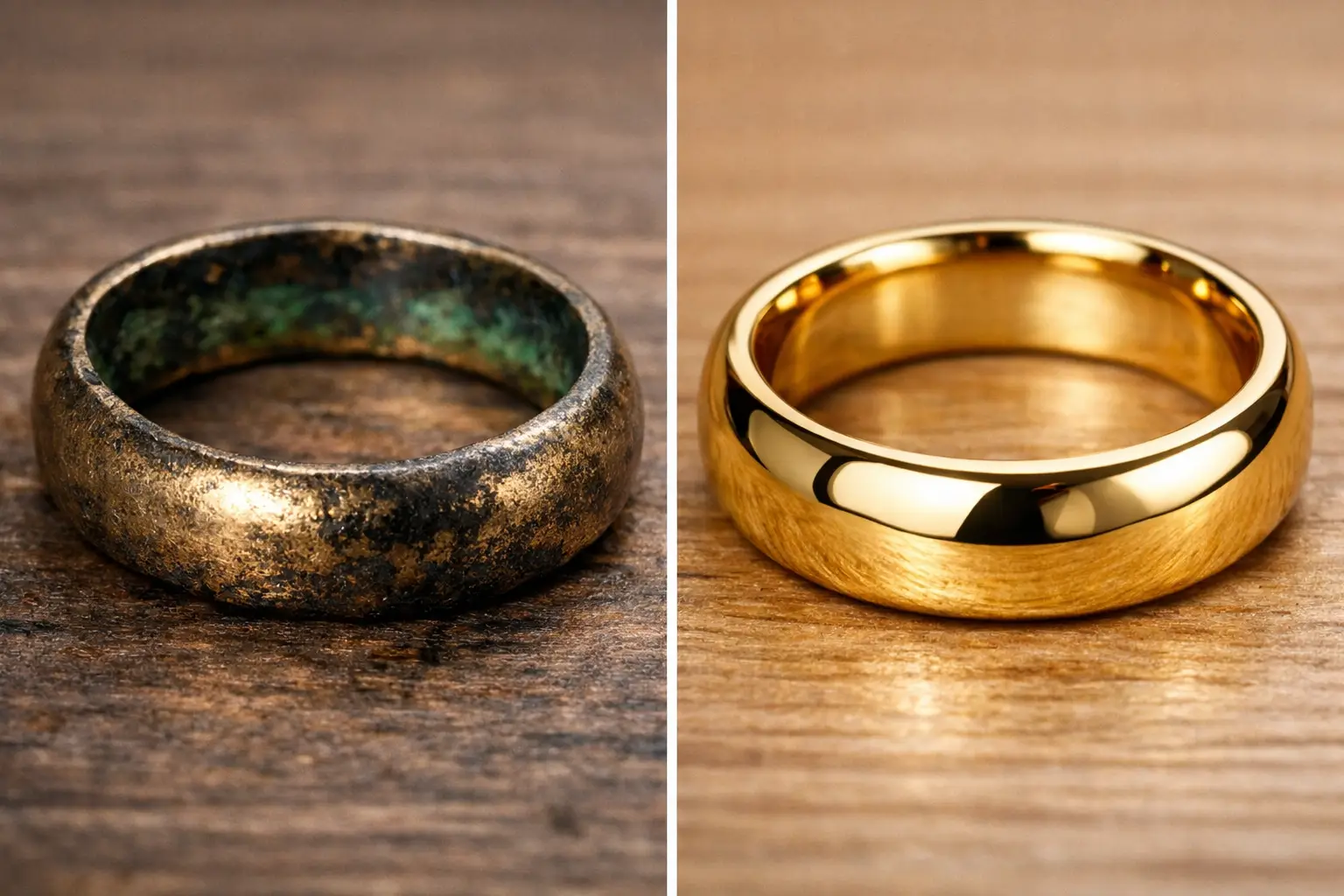 Comparison of oxidized vs clean jewelry