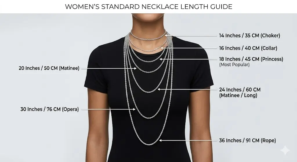 women’s necklace size chart