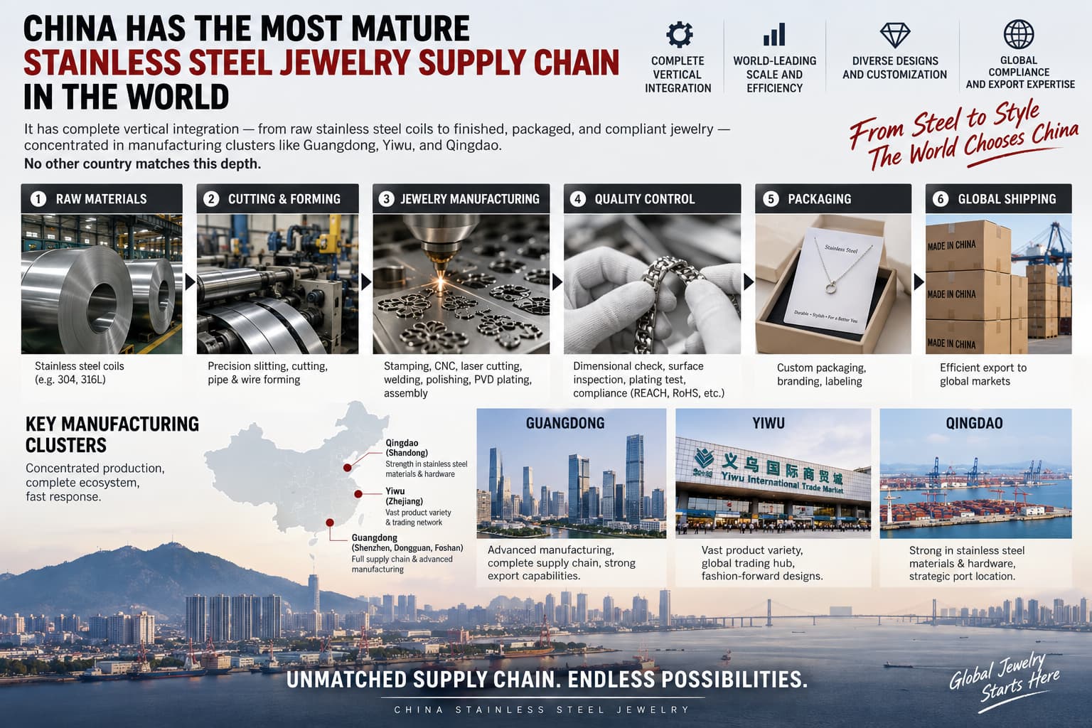 Stainless steel jewelry supply chain maturity by country