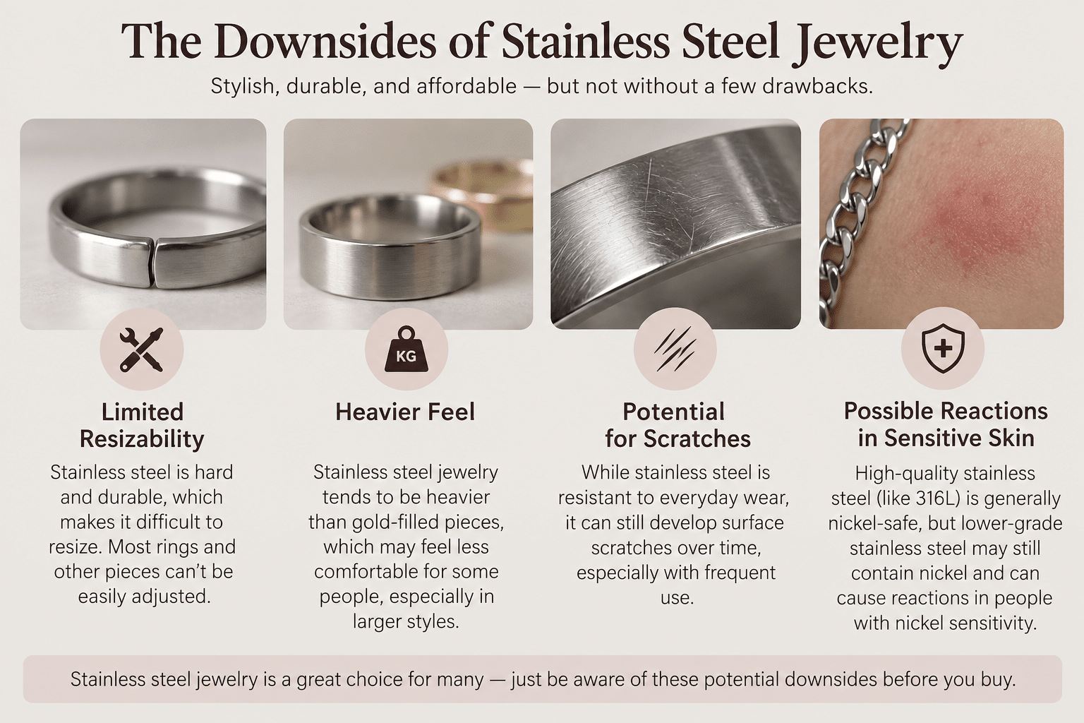 downsides of stainless steel jewelry