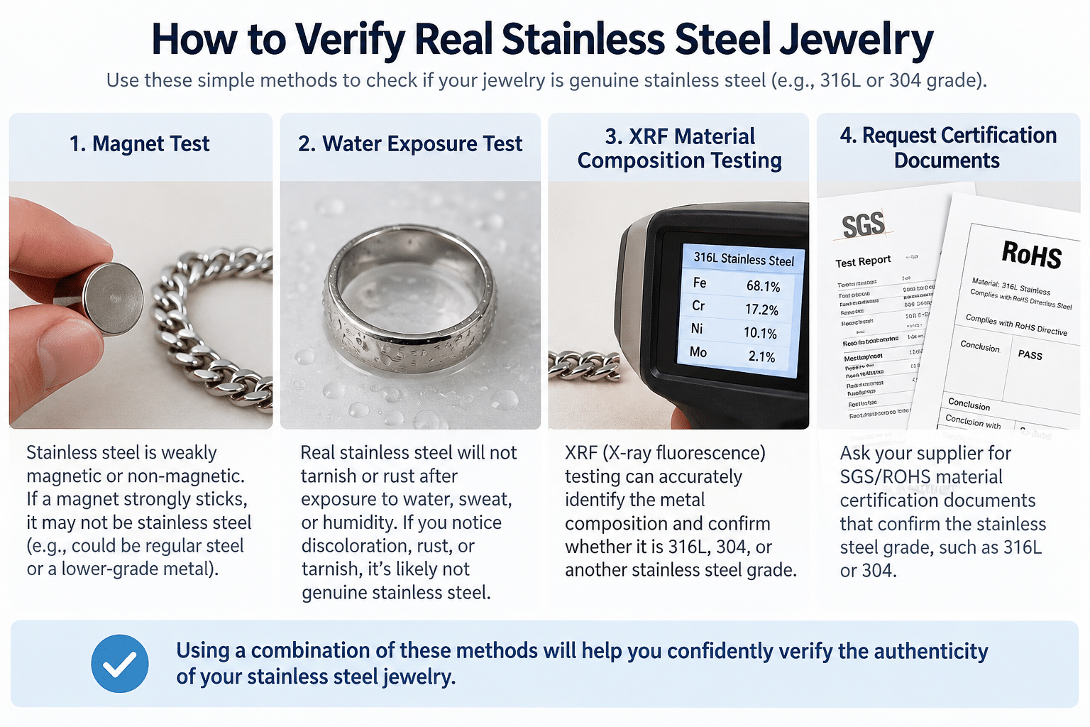 How to verify real stainless steel jewelry quality and authenticity