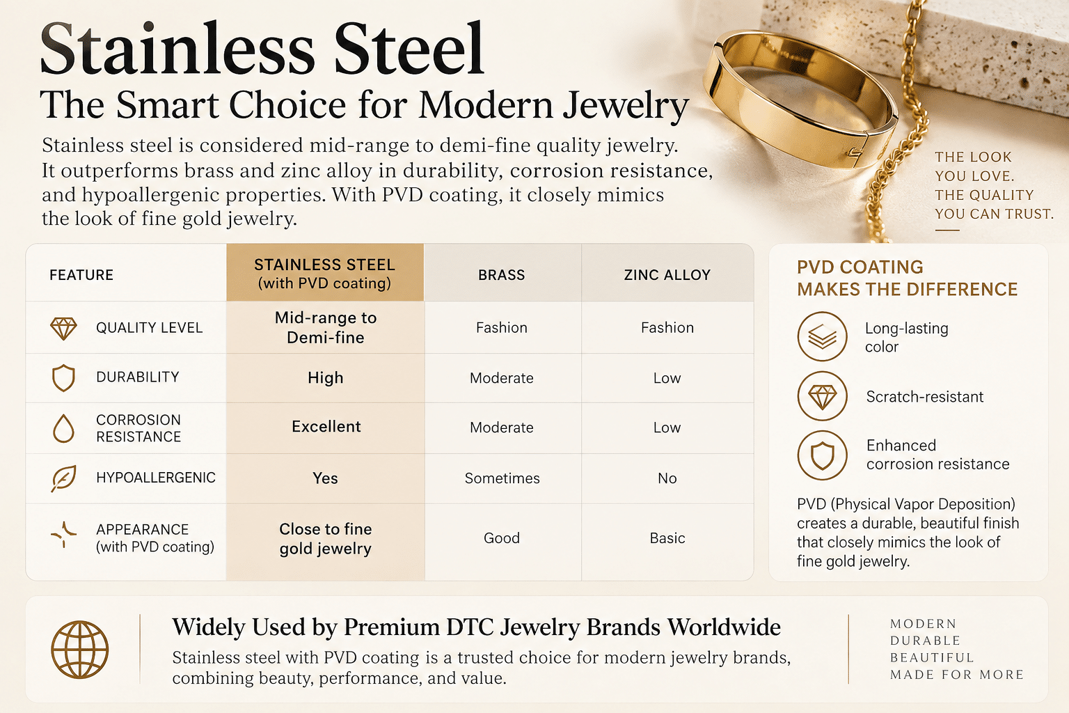 Is stainless steel jewelry high quality for DTC brands