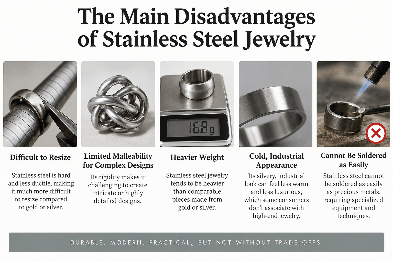 disadvantages of stainless steel jewelry for brands