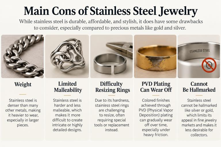 cons of stainless steel jewelry for brands